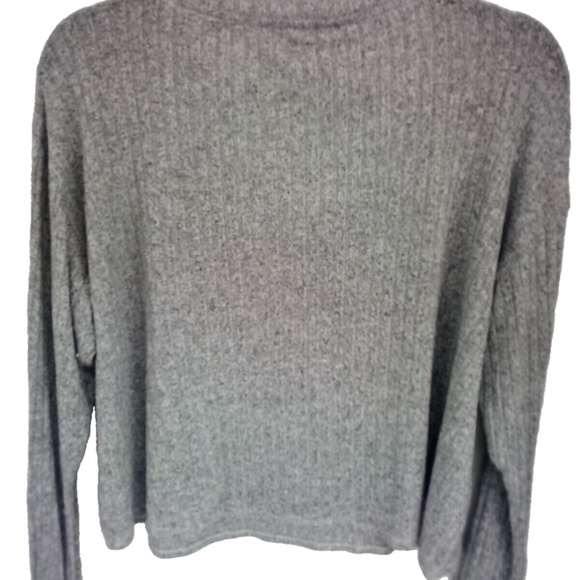 Pink Victoria Secret Active Gray Ribbed Long Sleeve V-Neck Cropped Athltetic Sm - Picture 2 of 6